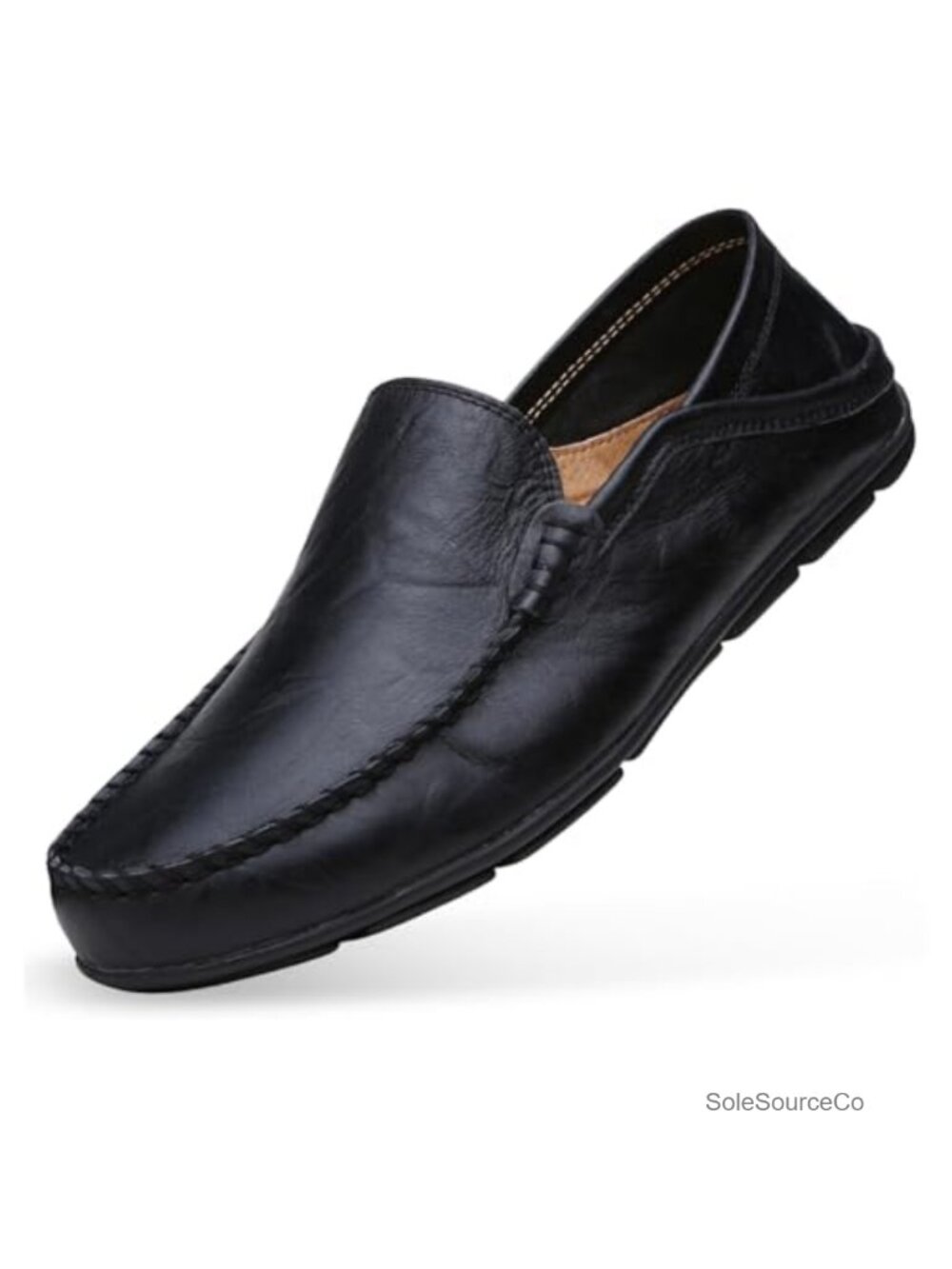 Mens Genuine Leather Slip-On Loafers Casual Driving Shoes